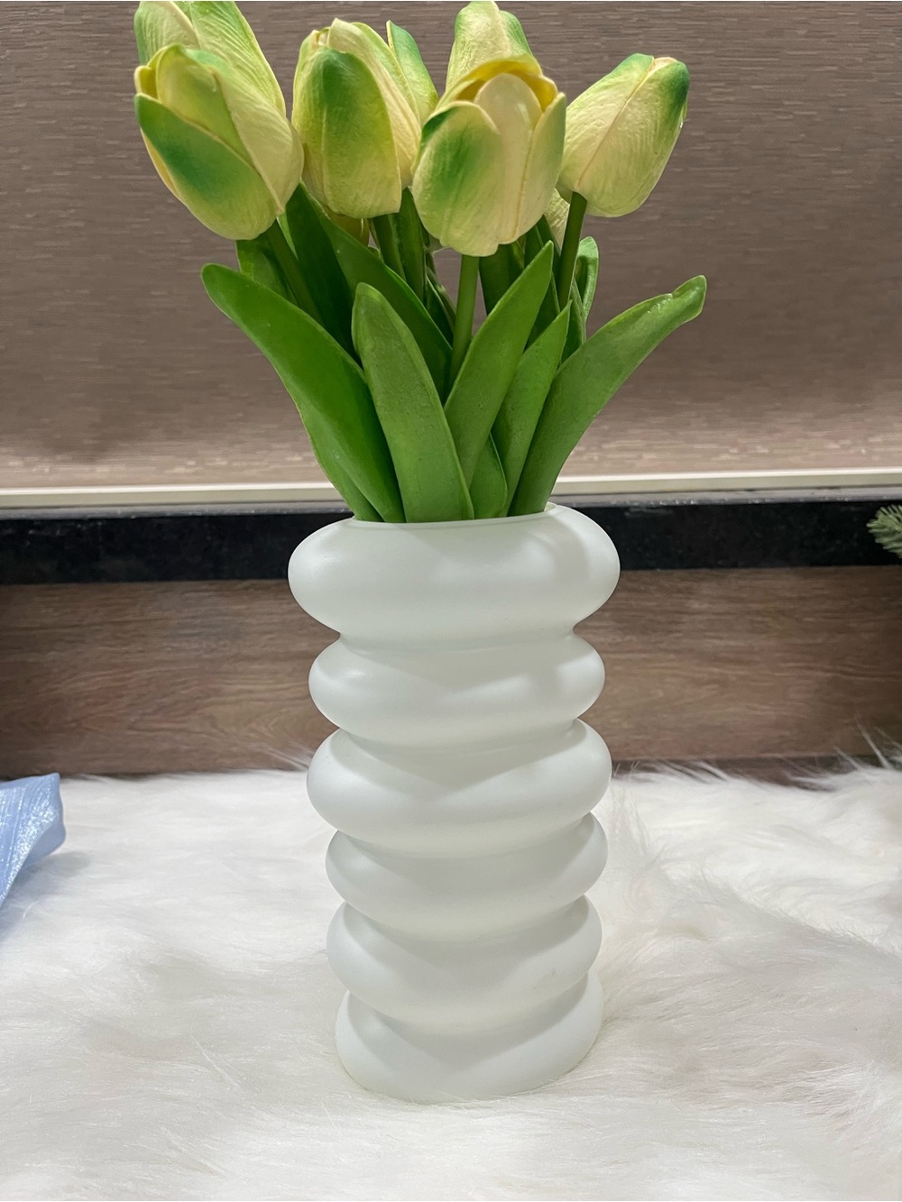 Modern Frosted White Ripple Vase - Home Accents